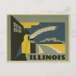 Staat der Vintagen Illustration von Illinois Postkarte