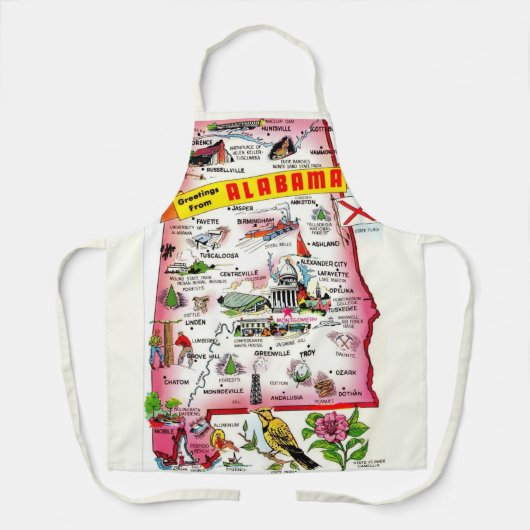 Staat der Vintagen Karte von Alabama Schürze (Vorderseite)