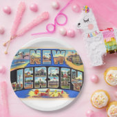 Staat der Vintagen Postkarte New Jersey Pappteller (Party)