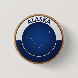 Staat des Alaska-Flaggen-Siegel-Knopfes Button