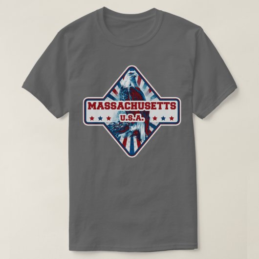 Staat des amerikanischen Adlers von Massachusetts T-Shirt (Design vorne)