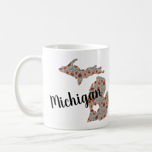 Staat des Blumenmusters von Michigan Poppies Kaffeetasse (Links)