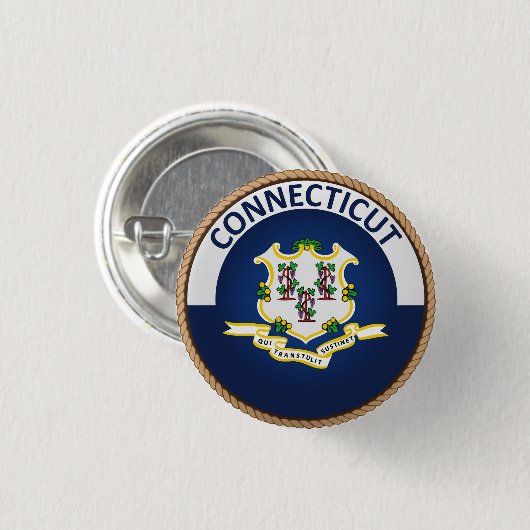 Staat des Connecticut-Flaggen-Siegel-Knopfes Button (Vorne & Hinten)