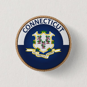 Staat des Connecticut-Flaggen-Siegel-Knopfes Button