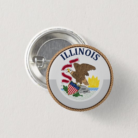Staat des Illinois-Flaggen-Siegel-Knopfes Button (Vorne & Hinten)