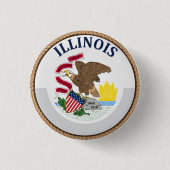Staat des Illinois-Flaggen-Siegel-Knopfes Button (Vorderseite)