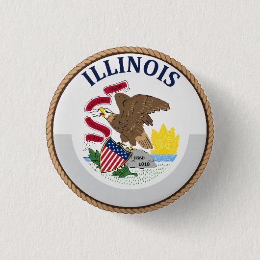 Staat des Illinois-Flaggen-Siegel-Knopfes Button (Vorderseite)