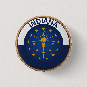 Staat des Indiana-Flaggen-Siegel-Knopfes Button
