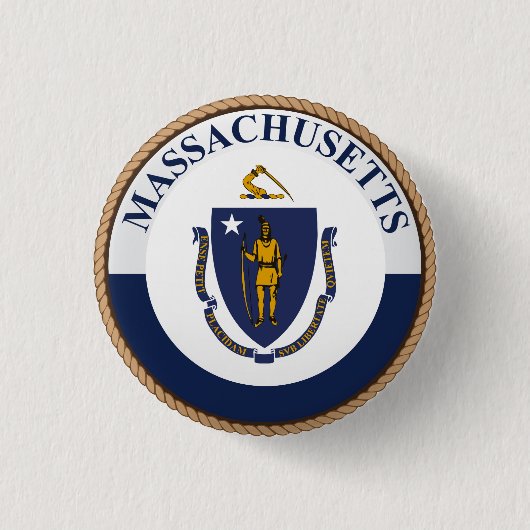 Staat des Massachusetts-Flaggen-Siegel-Knopfes Button (Vorderseite)