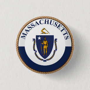 Staat des Massachusetts-Flaggen-Siegel-Knopfes Button