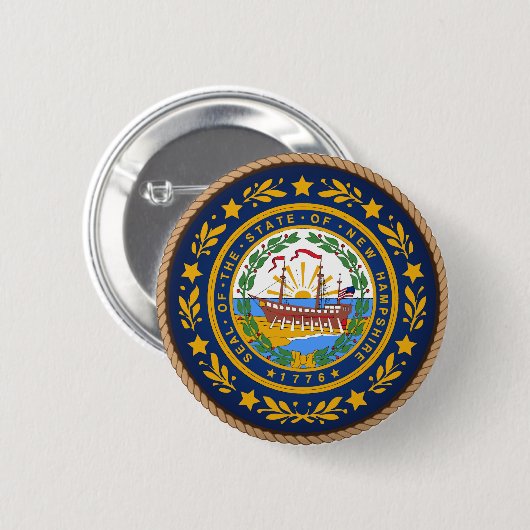 Staat des New Hampshire Flaggen-Siegel-Knopfes Button (Vorne & Hinten)