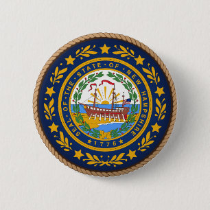Staat des New Hampshire Flaggen-Siegel-Knopfes Button