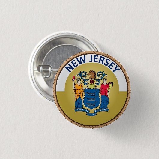 Staat des New-Jersey Flaggen-Siegel-Knopfes Button (Vorne & Hinten)