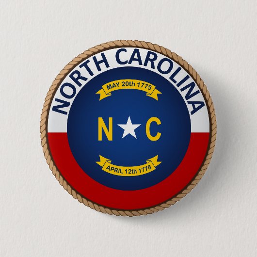 Staat des Nord-Carolinaflaggen-Siegel-Knopfes Button (Vorderseite)