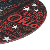 Staat des Ohio Word Art Glass Cutting Board 12" Schneidebrett (Ecke)