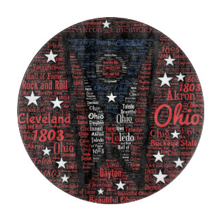 Staat des Ohio Word Art Glass Cutting Board 12" Schneidebrett