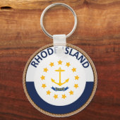 Staat des Siegels der Flagge der Insel Rhode Schlüsselanhänger (Vorderseite)