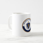Staat des Siegels der Flagge von Massachusetts Kaffeetasse (Vorderseite Links)