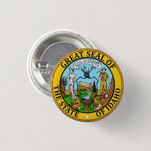 Staat des Siegels Idaho Flag Button (Vorne & Hinten)
