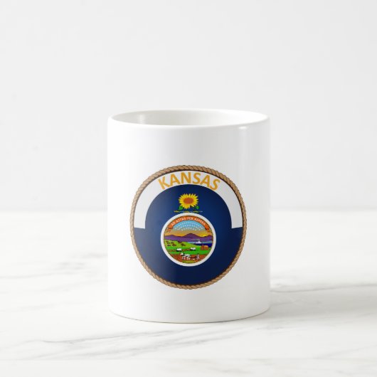 Staat des Siegels Kansas Flag Kaffeetasse (Mittel)