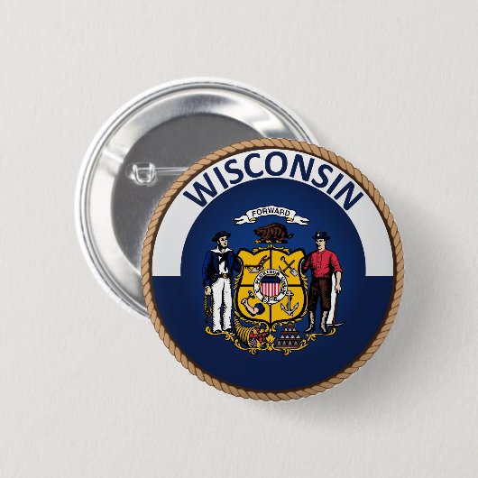 Staat des Siegels Wisconsin Flag Button (Vorne & Hinten)