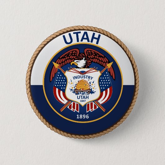 Staat des Utah-Flaggen-Siegel-Knopfes Button (Vorderseite)