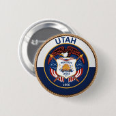 Staat des Utah-Flaggen-Siegel-Knopfes Button (Vorne & Hinten)