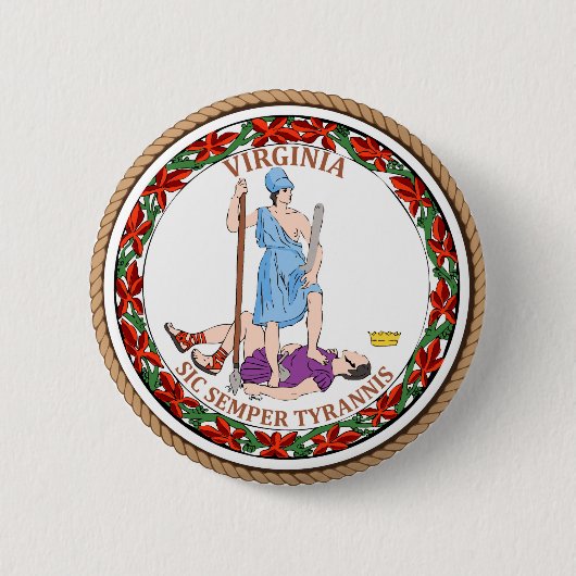 Staat des Virginia-Flaggen-Siegel-Knopfes Button (Vorderseite)