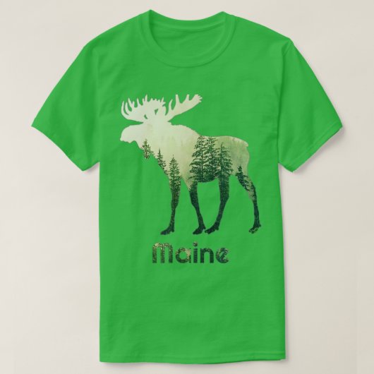 Staat des Wald von Maine Elche und Wildtiere T-Shirt (Design vorne)