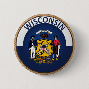 Staat des Wisconsin-Flaggen-Siegel-Knopfes Button
