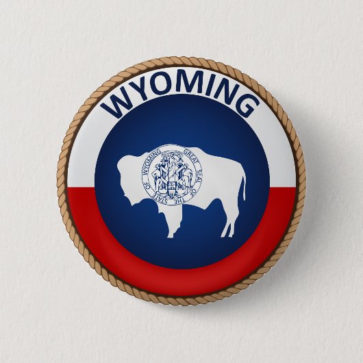 Staat des Wyoming-Flaggen-Siegel-Knopfes Button (Vorderseite)