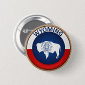 Staat des Wyoming-Flaggen-Siegel-Knopfes Button (Vorne & Hinten)