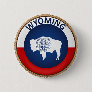 Staat des Wyoming-Flaggen-Siegel-Knopfes Button