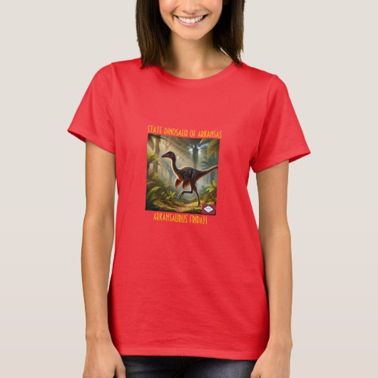 Staat Dinosaurier des T - Shirt Arkansas (Vorderseite)