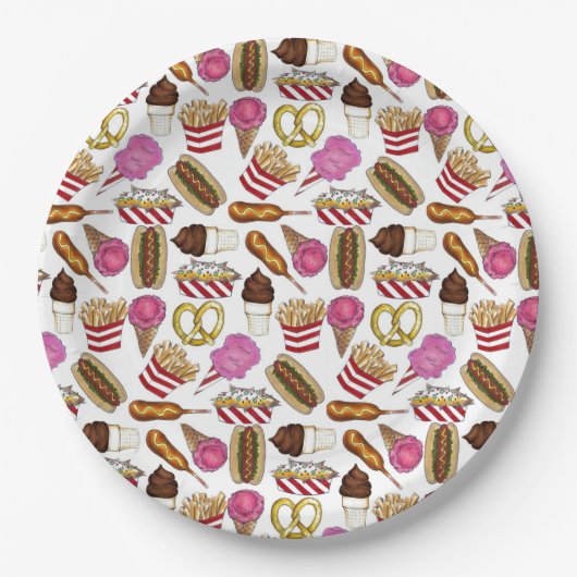 Staat Fasching Lebensmittel Nachos Cotton Candy Pappteller (Vorderseite)