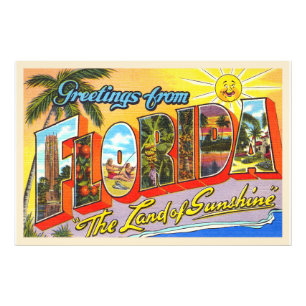 Staat Florida FL Vintage Großbuchstabe Postkarte Fotodruck