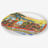 Staat Florida FL Vintager Großbuchstabe Postkarte Pappteller (Schrägansicht)