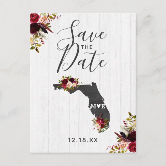 Staat Florida Zielort Rustikal Save the Date Ankündigungspostkarte (Vorderseite)