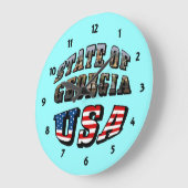 Staat Georgiens und USA - Flaggentext Große Wanduhr (Winkel)
