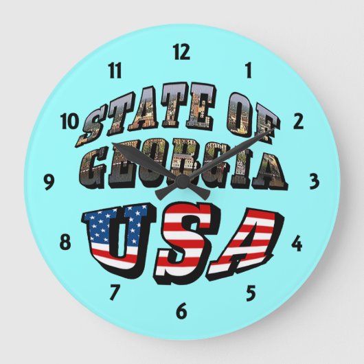 Staat Georgiens und USA - Flaggentext Große Wanduhr (Vorderseite)
