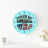 Staat Georgiens und USA - Flaggentext Große Wanduhr (Zuhause)