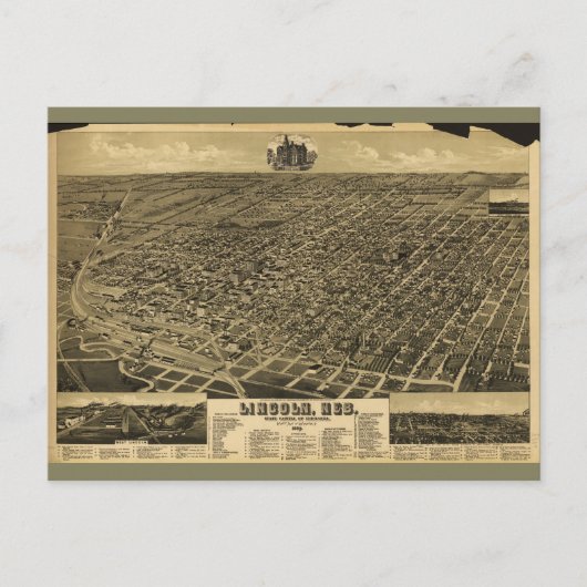 Staat Hauptstadt Lincoln, Nebraska (1889) Postkarte (Vorderseite)