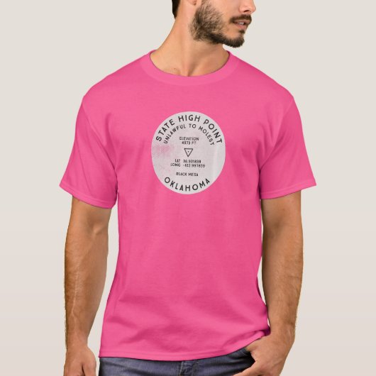 Staat Highpoint Oklahoma Schwarzer Mesa Wanderung T-Shirt (Vorderseite)