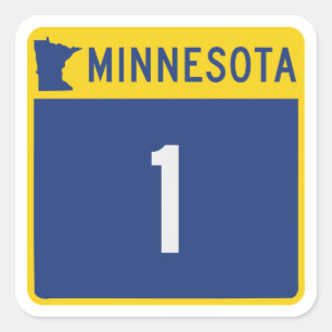 Staat Highway 1, Minnesota, USA Quadratischer Aufkleber