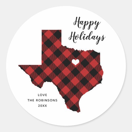 Staat Holiday Tartan Texas Runder Aufkleber (Vorderseite)
