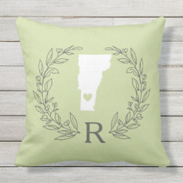 Staat-Karte mit Vermont-Blätter Monogramm Kissen