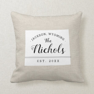 Staat-Kissen für die Wyoming-Familie Monogramm Kissen