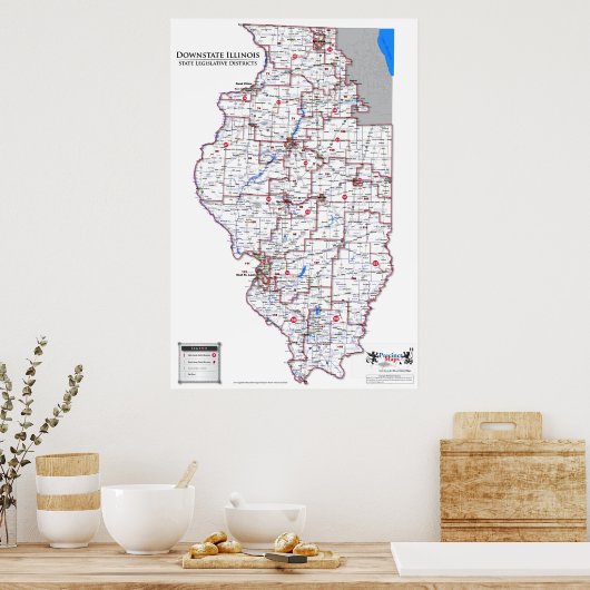 Staat Legislative Distrikte - Downstate Illinois Poster (Küche)