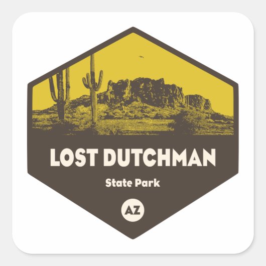 Staat Lost Dutchman Park Arizona Quadratischer Aufkleber (Vorderseite)