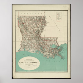 Staat Louisiana Vintage Karte Poster
